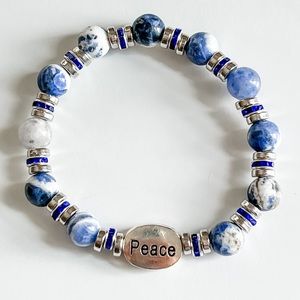 “PEACE” Sodalite natural stone elastic bracelet